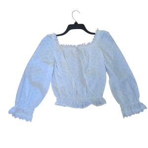 3/$15 Divided White Peasant Eyelet Crop Top Size 2